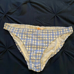 NWT Tory Burch Plaid Hipster Bikini Bottom Size Large